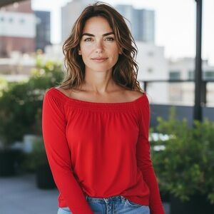 Abound - Red Pepper 3/4 Sleeve Tunic Top